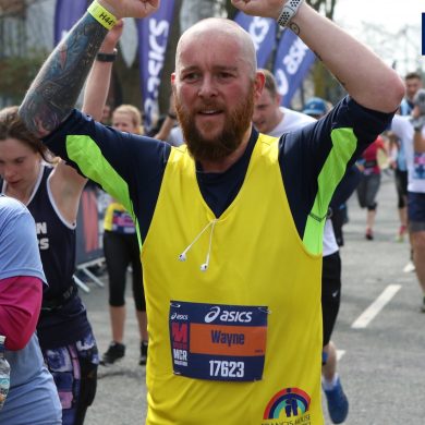 Wayne Thornhill tackling the Manchester Marathon