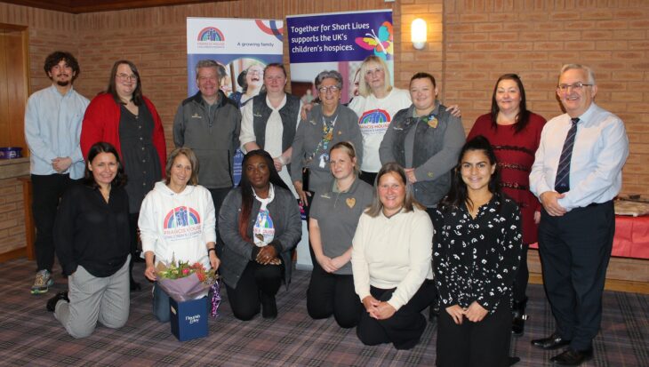 Morrisons colleagues and staff from Francis House in the hall